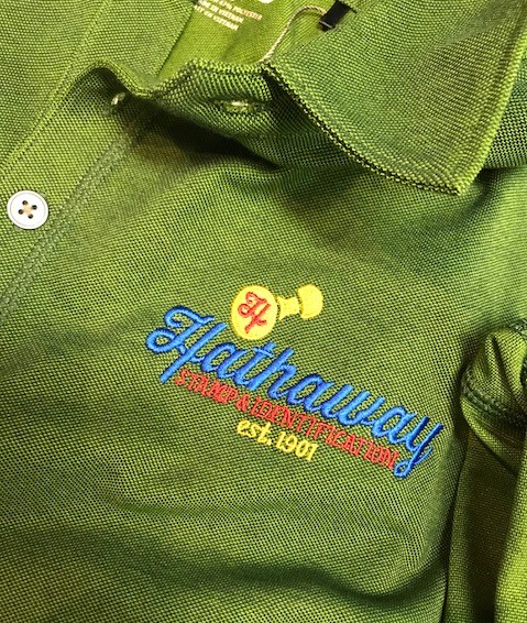 Green Polo with Multi Color Logo